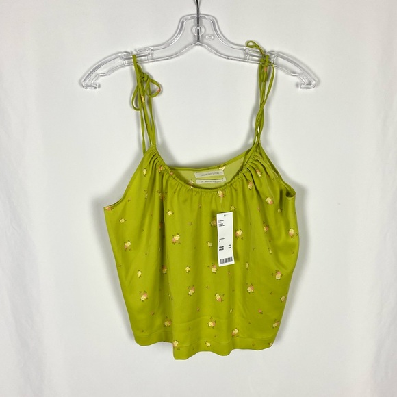 Urban Outfitters Odessa Tie Shoulder Cami Green Floral - Picture 2 of 5